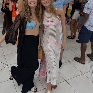 Tan Crochet Swimsuit Cover-Up Dress